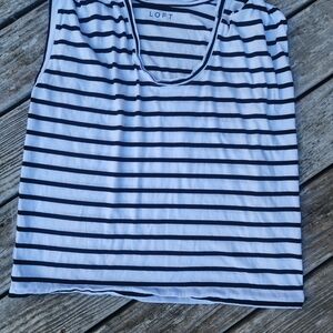 LOFT Women's Striped Black and White Top